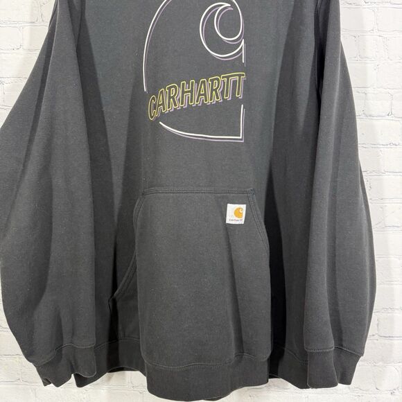 Carhartt Hoodie Black Sweatshirt Men 2XL Pullover Workwear Gorpcore Heavyweight - Picture 6 of 15